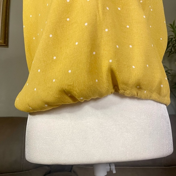 LUSH Mustard Yellow White Polkadots Surplus Wrap Bubble Top Sz Large L - Picture 9 of 13